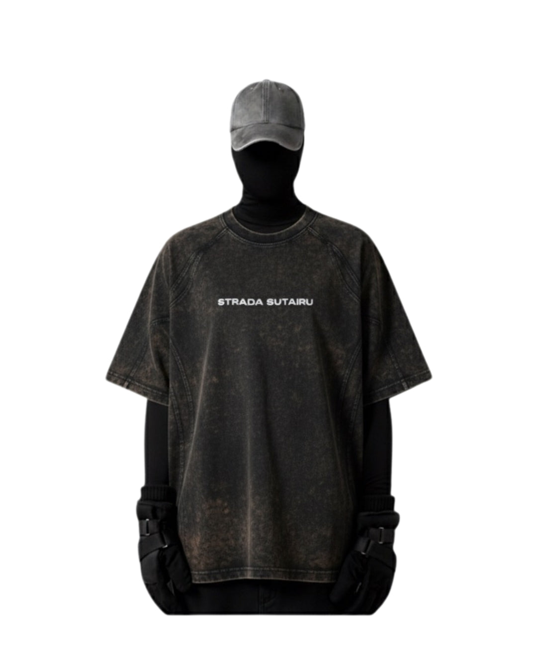 Black Acid Wash Printed T-shirt